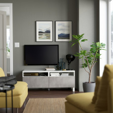 Доставка из Польши ⭐⭐⭐⭐⭐ BESTA lawa TV z szufladami, bialy/Kallviken/Stubbarp jasnoszary, 120x42x48 cm,ИКЕА-19435861, Евро Икеа Калининград