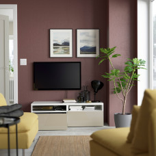 Доставка из Польши ⭐⭐⭐⭐⭐ BESTA lawa TV z szufladami, bialy/Selsviken wysoki polysk bez, 120x42x39 cm,ИКЕА-09399175, Евро Икеа Калининград