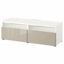 Доставка из Польши BESTA lawa TV z szufladami, bialy/Selsviken wysoki polysk bez, 120x42x39 cm ИКЕА-99324369, ЕВРОИКЕА Калининград