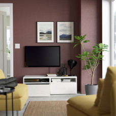 Доставка из Польши ⭐⭐⭐⭐⭐ BESTA lawa TV z szufladami, bialy/Selsviken polysk/biel, 120x42x39 cm,ИКЕА-79324370, Евро Икеа Калининград