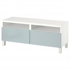 Доставка из Польши BESTA lawa TV z szufladami, bialy/Selsviken/Stubbarp jasny szaroniebieski, 120x42x48 cm ИКЕА-59435878, ЕВРОИКЕА Калининград