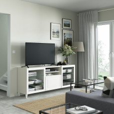 Доставка из Польши ⭐⭐⭐⭐⭐ BESTA lawa TV z szufladami, bialy/Smeviken/Kabbarp biale szklo przezroczyste, 180x42x74 cm,ИКЕА-49384558, Евро Икеа Калининград