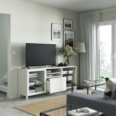 Доставка из Польши ⭐⭐⭐⭐⭐ BESTA lawa TV z szufladami, bialy/Sutterviken/Kabbarp biale szklo przezroczyste, 180x42x74 cm,ИКЕА-09384555, Евро Икеа Калининград