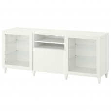 Доставка из Польши BESTA lawa TV z szufladami, bialy/Sutterviken/Kabbarp biale szklo przezroczyste, 180x42x74 cm ИКЕА-09400522, ЕВРОИКЕА Калининград