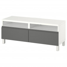 Доставка из Польши BESTA lawa TV z szufladami, bialy/Vasterviken/Stubbarp ciemnoszary, 120x42x48 cm ИКЕА-29420005, ЕВРОИКЕА Калининград