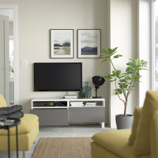 Доставка из Польши ⭐⭐⭐⭐⭐ BESTA lawa TV z szufladami, bialy/Vasterviken/Stubbarp ciemnoszary, 120x42x48 cm,ИКЕА-29420005, Евро Икеа Калининград