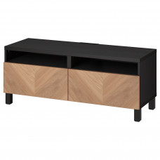Доставка из Польши BESTA lawa TV z szufladami, czarnybraz Hedeviken/Stubbarp/okl deb, 120x42x48 cm ИКЕА-19424037, ЕВРОИКЕА Калининград