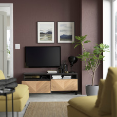 Доставка из Польши ⭐⭐⭐⭐⭐ BESTA lawa TV z szufladami, czarnybraz Hedeviken/Stubbarp/okl deb, 120x42x48 cm,ИКЕА-19424037, Евро Икеа Калининград