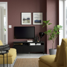 Доставка из Польши ⭐⭐⭐⭐⭐ BESTA lawa TV z szufladami, czarnybraz/Lappviken/Stubbarp czarnybraz, 120x42x48 cm,ИКЕА-19399189, Евро Икеа Калининград