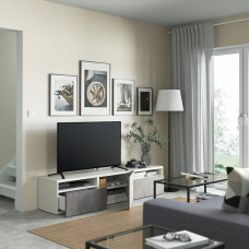 Доставка из Польши ⭐⭐⭐⭐⭐ BESTA lawa TV z szufladami i drzwiami, bialy/Kallviken jasnoszary, 180x42x39 cm,ИКЕА-49435888, Евро Икеа Калининград