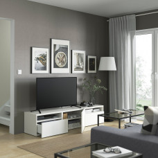 Доставка из Польши ⭐⭐⭐⭐⭐ BESTA lawa TV z szufladami i drzwiami, bialy/Laxviken bialy, 180x42x39 cm,ИКЕА-89421506, Евро Икеа Калининград