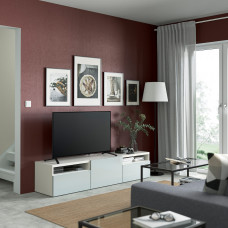 Доставка из Польши ⭐⭐⭐⭐⭐ BESTA lawa TV z szufladami i drzwiami, bialy/Selsviken jasny szaroniebieski, 180x42x39 cm,ИКЕА-09435908, Евро Икеа Калининград