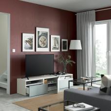 Доставка из Польши ⭐⭐⭐⭐⭐ BESTA lawa TV z szufladami i drzwiami, bialy/Selsviken jasny szaroniebieski, 180x42x39 cm,ИКЕА-09435908, Евро Икеа Калининград