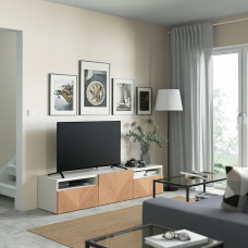 Доставка из Польши ⭐⭐⭐⭐⭐ BESTA lawa TV z szufladami i drzwiami, bialy/Hedeviken okl deb, 180x42x39 cm,ИКЕА-69435887, Евро Икеа Калининград