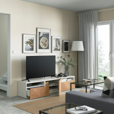 Доставка из Польши ⭐⭐⭐⭐⭐ BESTA lawa TV z szufladami i drzwiami, bialy/Hedeviken okl deb, 180x42x39 cm,ИКЕА-69435887, Евро Икеа Калининград
