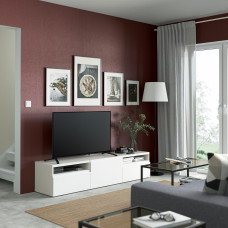 Доставка из Польши ⭐⭐⭐⭐⭐ BESTA lawa TV z szufladami i drzwiami, bialy/Vasterviken bialy, 180x42x39 cm,ИКЕА-99434754, Евро Икеа Калининград