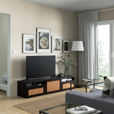 Доставка из Польши ⭐⭐⭐⭐⭐ BESTA lawa TV z szufladami i drzwiami, czarnybraz/Studsviken okl deb, 180x42x39 cm,ИКЕА-69420310, Евро Икеа Калининград