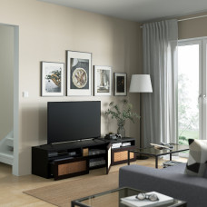 Доставка из Польши ⭐⭐⭐⭐⭐ BESTA lawa TV z szufladami i drzwiami, czarnybraz/Studsviken okl deb, 180x42x39 cm,ИКЕА-69420310, Евро Икеа Калининград