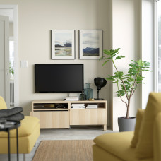 Доставка из Польши ⭐⭐⭐⭐⭐ BESTA lawa TV z szufladami, dab bejcowany na bialo/Lappviken/Stubbarp dab bejcowany na bialo, 120x42x48 cm,ИКЕА-49399183, Евро Икеа Калининград