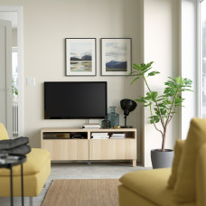 Доставка из Польши ⭐⭐⭐⭐⭐ BESTA lawa TV z szufladami, dab bejcowany na bialo/Lappviken/Stubbarp dab bejcowany na bialo, 120x42x48 cm,ИКЕА-99188343, Евро Икеа Калининград
