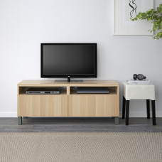 Доставка из Польши ⭐⭐⭐⭐⭐ BESTA lawa TV z szufladami, dab bejcowany na bialo/Lappviken/Stubbarp zielony, 120x42x48 cm,ИКЕА-19442220, Евро Икеа Калининград