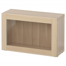 Доставка из Польши BESTA witryna, dab bejcowany na bialo/Sindvik dab bejcowany bialo szk bezbarwne, 60x22x38 cm ИКЕА-29046856, ЕВРОИКЕА Калининград