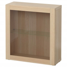 Доставка из Польши BESTA witryna, dab bejcowany na bialo/Sindvik dab bejcowany bialo szk bezbarwne, 60x22x64 cm ИКЕА-39046945, ЕВРОИКЕА Калининград