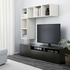 Доставка из Польши ⭐⭐⭐⭐⭐ BESTA / EKET kombinacja szafek pod TV, bialy/czarnobrazowy, 180x42x170 cm,ИКЕА-19440725, Евро Икеа Калининград