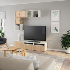 Доставка из Польши ⭐⭐⭐⭐⭐ BESTA / EKET kombinacja szafek pod TV, bialy/sosna, 180x42x170 cm,ИКЕА-19488010, Евро Икеа Калининград