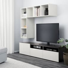 Доставка из Польши ⭐⭐⭐⭐⭐ BESTA / EKET kombinacja szafek pod TV, bialy/czarnobrazowy/polysk/biel, 180x42x170 cm,ИКЕА-49440724, Евро Икеа Калининград