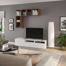 Доставка из Польши ⭐⭐⭐⭐⭐ BESTA / EKET kombinacja szafek pod TV, bialy/orzech, 180x42x170 cm,ИКЕА-39490804, Евро Икеа Калининград