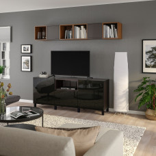 Доставка из Польши ⭐⭐⭐⭐⭐ BESTA / EKET kombinacja szafek pod TV, czarnybraz ciemnoszary/orzech, 210x42x220 cm,ИКЕА-59492779, Евро Икеа Калининград