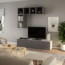 Доставка из Польши ⭐⭐⭐⭐⭐ BESTA / EKET szafka pod TV, bialy Vasterviken/ciemnoszary, 180x42x185 cm,ИКЕА-99476824, Евро Икеа Калининград