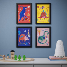 Доставка из Польши ⭐⭐⭐⭐⭐ BILD плакат, kolorowe dinozaury, 21x30 cm,ИКЕА-20533634, Евро Икеа Калининград