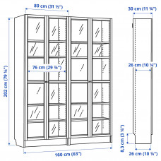 Доставка из Польши ⭐⭐⭐⭐⭐ BILLY / OXBERG kombinacja regalowa szklane drzwi, czarny imit. debu, 160x202 cm,ИКЕА-59483529, Евро Икеа Калининград