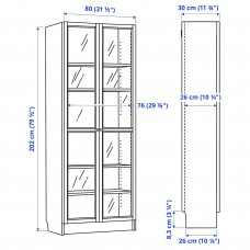 Доставка из Польши ⭐⭐⭐⭐⭐ BILLY / OXBERG regal na ksiazki szklane drzwi, brazowy orzech, 80x30x202 cm,ИКЕА-39483318, Евро Икеа Калининград