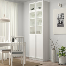 Доставка из Польши ⭐⭐⭐⭐⭐ BILLY / OXBERG reg na ksiazki z nadst/drz pan/szkl, bialy/szklo, 80x42x237 cm,ИКЕА-49398857, Евро Икеа Калининград