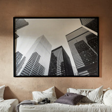 Доставка из Польши ⭐⭐⭐⭐⭐ BJORKSTA obraz z rama, czarno-biale wiezowce/czarny, 200x140 cm,ИКЕА-39416852, Евро Икеа Калининград
