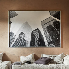 Доставка из Польши ⭐⭐⭐⭐⭐ BJORKSTA obraz z rama, czarno-biale wiezowce/srebrny, 200x140 cm,ИКЕА-79416850, Евро Икеа Калининград