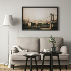 Доставка из Польши ⭐⭐⭐⭐⭐ BJORKSTA obraz z rama, Most Manhattan/czarny, 118x78 cm,ИКЕА-49384855, Евро Икеа Калининград