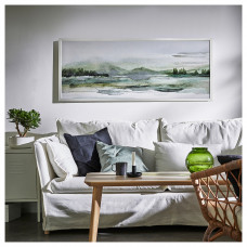 Доставка из Польши ⭐⭐⭐⭐⭐ BJORKSTA obraz z rama, zielona przyroda/srebrny, 140x56 cm,ИКЕА-69508925, Евро Икеа Калининград