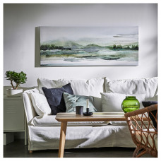 Доставка из Польши ⭐⭐⭐⭐⭐ BJORKSTA obraz z rama, zielona przyroda/srebrny, 140x56 cm,ИКЕА-69508925, Евро Икеа Калининград