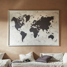 Доставка из Польши ⭐⭐⭐⭐⭐ BJORKSTA obraz z rama, czarno-biala mapa swiata/srebrny, 200x140 cm,ИКЕА-19416853, Евро Икеа Калининград