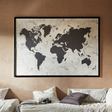 Доставка из Польши ⭐⭐⭐⭐⭐ BJORKSTA obraz z rama, czarno-biala mapa swiata/czarny, 200x140 cm,ИКЕА-69416855, Евро Икеа Калининград