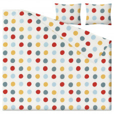 Доставка из Польши ⭐⭐⭐⭐⭐ BRUKSVARA poszwa na koldre i 2 poszewki, wielobarwny/wzor w kropki, 200x200/50x60 cm,ИКЕА-50573831, Евро Икеа Калининград