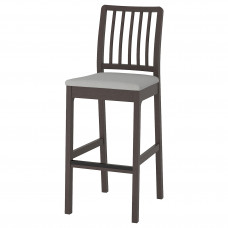 Доставка из Польши EKEDALEN Барный стул со спинкой, темно-коричневый/оррста светло-серый, 75 cm ИКЕА-10400540, ЕВРОИКЕА Калининград