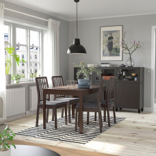 Доставка из Польши ⭐⭐⭐⭐⭐ EKEDALEN / EKEDALEN Stol i 4 krzesla, ciemnobrazowy/Крюкebo ciemnoszary, 120/180 cm,ИКЕА-79429414, Евро Икеа Калининград
