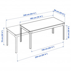 Доставка из Польши ⭐⭐⭐⭐⭐ EKEDALEN / EKEDALEN stol i 6 krzesel, bialy/Крюкebo bezowy, 180/240 cm,ИКЕА-69429424, Евро Икеа Калининград