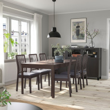 Доставка из Польши ⭐⭐⭐⭐⭐ EKEDALEN / EKEDALEN Stol i 6 krzesel, ciemnobrazowy/Крюкebo ciemnoszary, 180/240 cm,ИКЕА-59429434, Евро Икеа Калининград