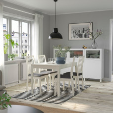 Доставка из Польши ⭐⭐⭐⭐⭐ EKEDALEN / EKEDALEN Стол и 4 стула, белый/Крюкebo ciemnoszary, 120/180 cm,ИКЕА-59429410, Евро Икеа Калининград